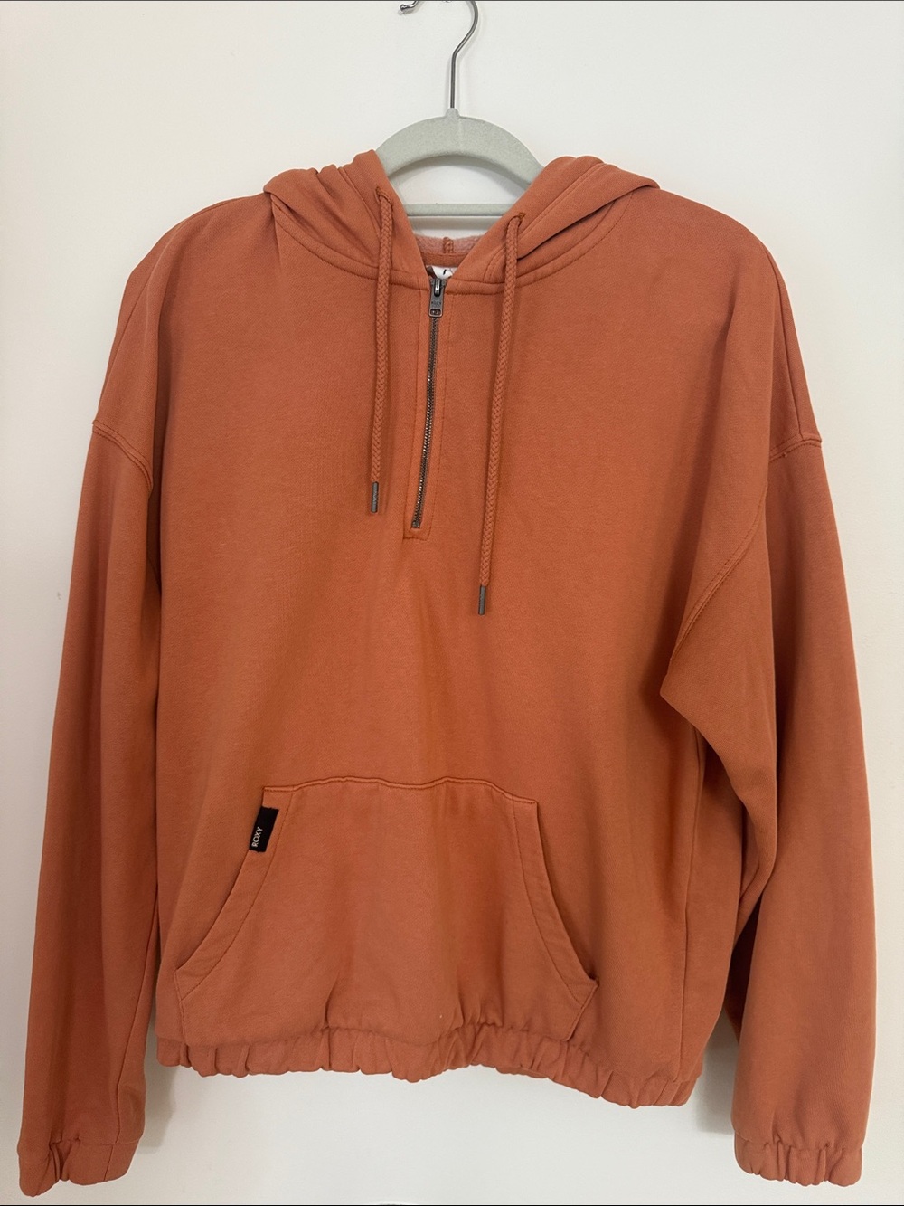 ROXY Rust Half-Zip Drawstring Hooded Pullover